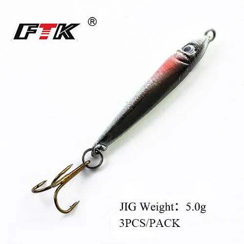 FTK 3PCS/Lot 5g 9g Ice Fishing Lure Sharp Hooks Ice Fishing Hook Winter Jig Wobbler Lure Jerk Bait Hooks - Цвет: 004