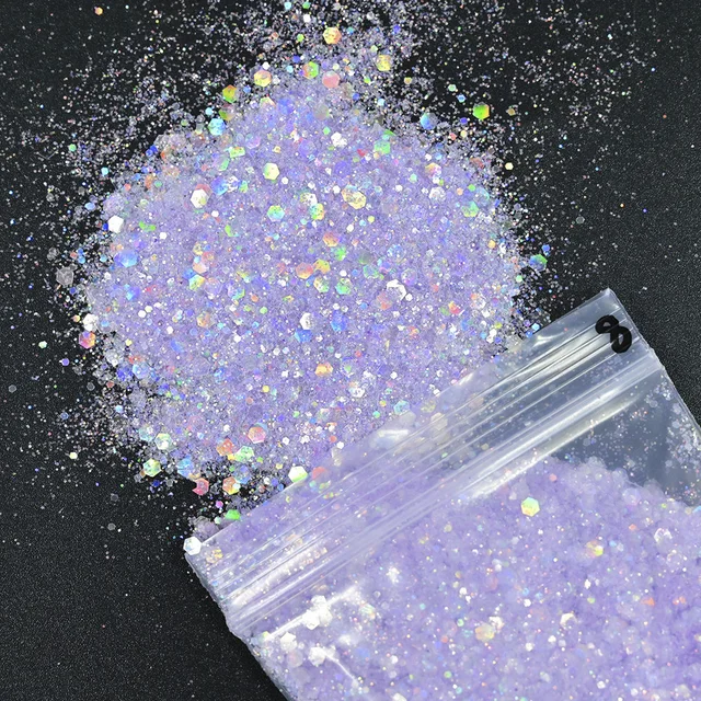 50g Chunky Glitter Holographic Iridescent Opal Fairy Drops Nail Art Unicorn Cosmetic Mixed Hexagon Sequins Manicure Glitter  &*& 8
