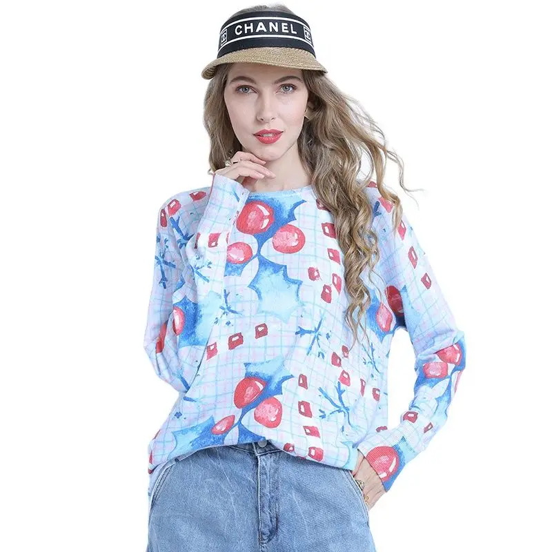 

XIKOI Lattice Winter Sweater For Women Oversized Pullover Circle Print Jumper O-neck Pull Femme Fashion Autumn Sweaters Clothes