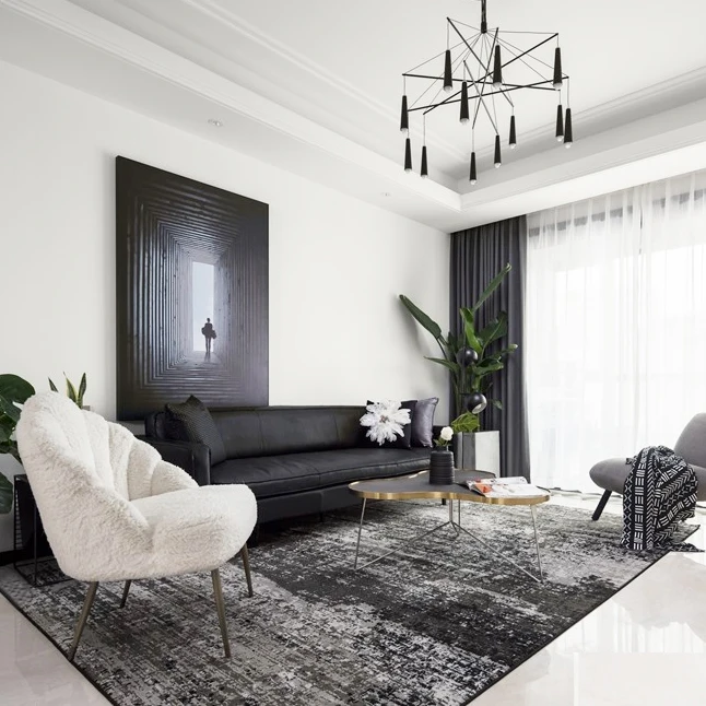 

Scandinavian carpet living room coffee table carpet simple modern living room carpet abstract black gray carpet
