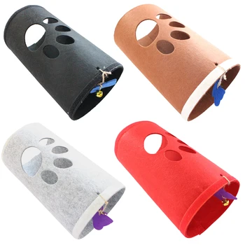 

45CM X 25CM Pet Cat Toy Kitten Funny Hide Tunnel Toy Play Tube With Bell Pet Supplies 5mm Felt Cloth