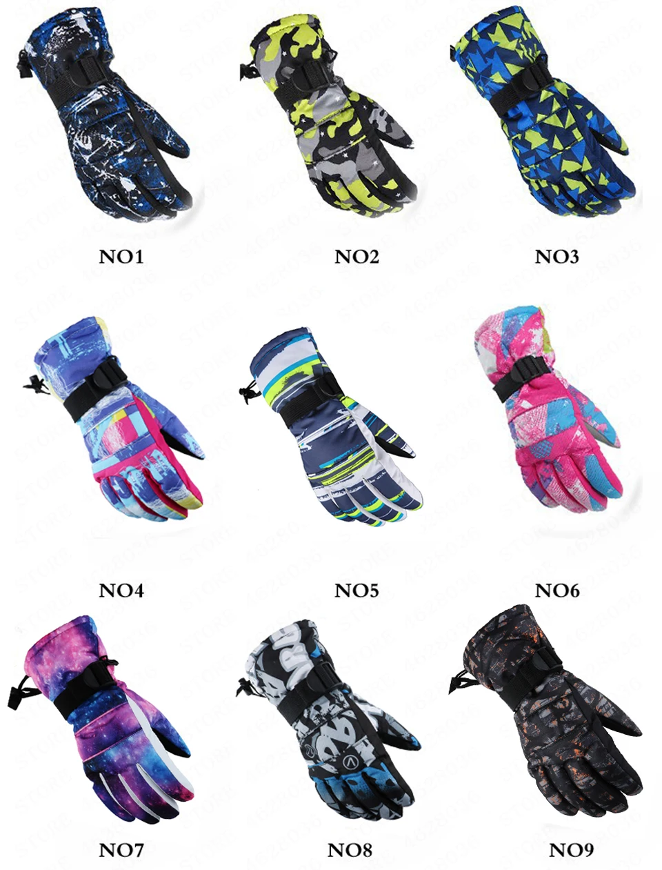 Multi Colour Snow Sports Warm Gloves Variations