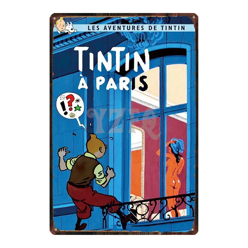 DU-4203 Tintin мультфильм металлический знак железная живопись Настенная Доска Металл Винтаж паб детская комната коробки и шкатулки декоративные ручной работы Ретро плакат 30X20 см DU-4189A - Цвет: DU-4203