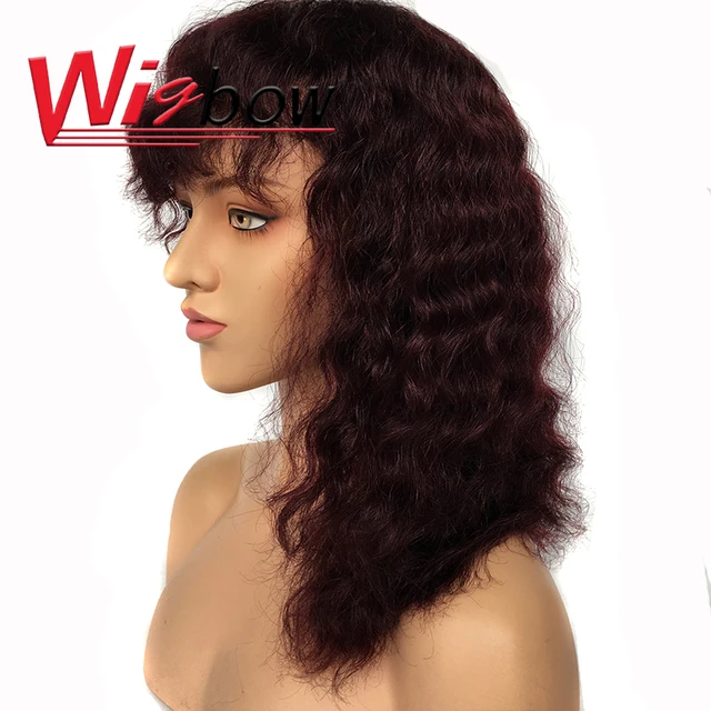 Curly Human Hair Wig Brazilian Hair Wig With Bangs Highlight Ombre Human Hair Wig T1B 30 Wigs For Women Machine Made Wigbow T1b99j
