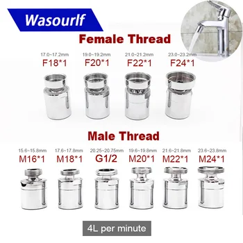 WASOURLF ปรับ 360 หมุนก๊อกน้ําประหยัดน้ํา Aerator M22 อะแดปเตอร์ M24 M18 ด้ายชาย M20 KITCHEN TAP Sprayer อุปกรณ์เสริม 1