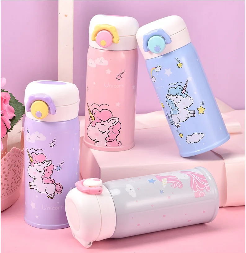 

Cartoon Unicorn Insulated Cup Student Portable Water Cup 304 Stainless Steel Spacious Car Mounted Vacuum Bottle