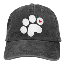 Для мужчин и женщин Регулируемая хлопковая джинсовая бейсболка s собачья лапа и сердце Кепка в стиле хип-хоп