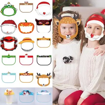 

In Stock ! Anime Kids Party Face Shield Masks Clear Cartoon Patterns Christmas Halloween New Year Cosplay Costum Protective Mask