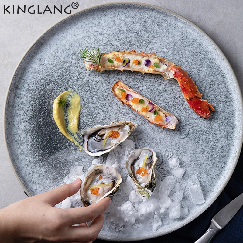 Одиночные керамические тарелки KINGLANG оригинальный дизайн выглядит как каменная