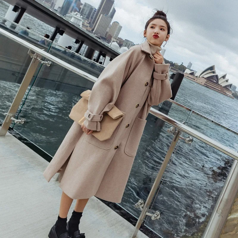 

2019 Popular Overcoat New Style Woolen Jacket Women's Mid-length Korean-style Thick Loose-Fit MORI Series Woolen Cloth Students