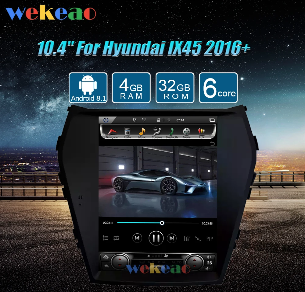 Wekeao вертикальный экран Tesla стиль 10,4 ''Android автомобильный Радио gps навигатор для hyundai IX45 Santa fe автомобильный dvd-плеер