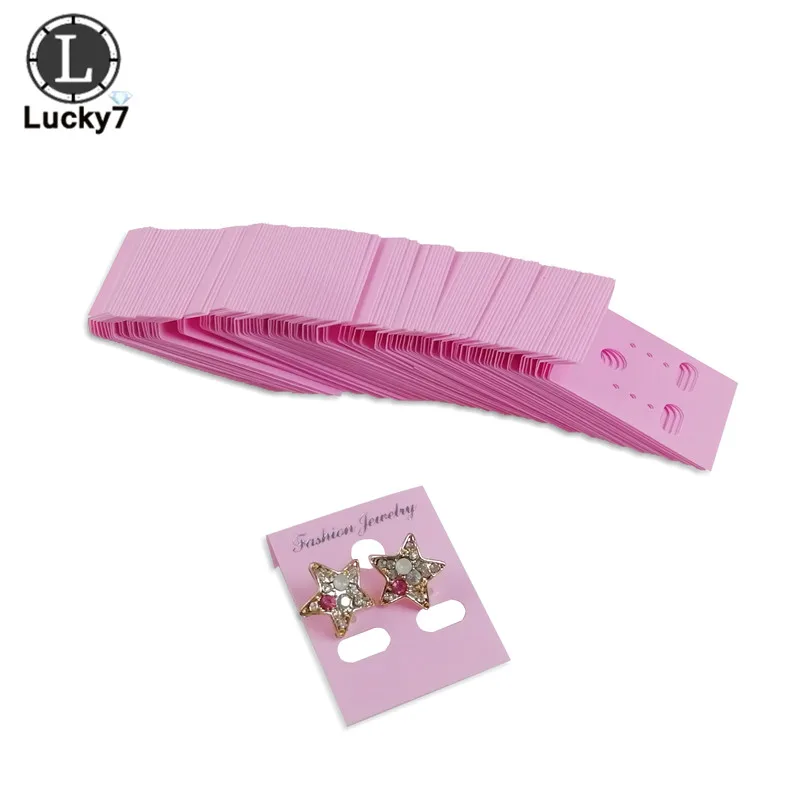 Pink 100 шт сережки, сережки, шпильки, органайзер, держатель, черный пластик, ювелирный дисплей, стойка, печатные карты для серег - Цвет: Pink
