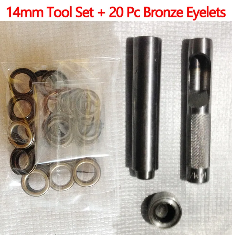 Bronze 14mm 20 шт. металлические люверсы+ 1 Набор инструментов) Бронза, серебряные люверсы 20 мм, 17 мм, 14 мм, 12 мм, 10 мм, 8 мм, 6 мм, 5 мм, 4 мм, 3 мм - Цвет: Bronze 14mm