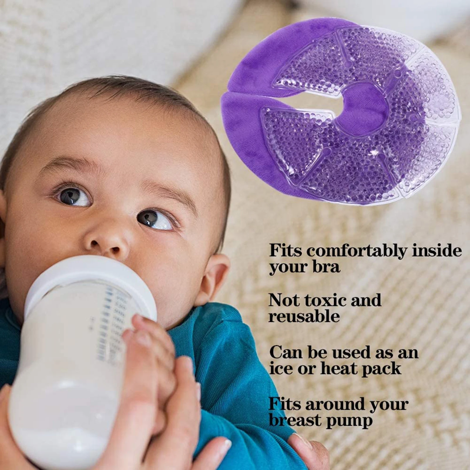 2x Breast Therapy Pack Gel Ice Pack Pads Hot or Cold Use For Nursing Mother