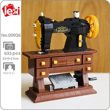 

Lezi 00936 Retro Pedal Sewing Machine Clothes Trousers Drawer 3D Building Blocks Model DIY Mini Bricks Toy for Children Kid Gift