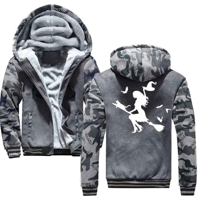 Новинка XXXXL, модная толстовка с капюшоном «ведьма» на палочке, куртка для мужчин, зимний теплый Свитшот флисовый, Толстая куртка с капюшоном, пуловер