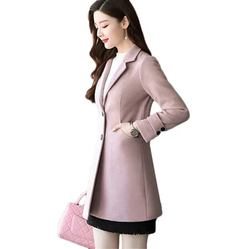 

Women Wool Plaid Long Coat Fashion Woollen Overcoat Loose Outwear Female Winter Loose Warm Wool Blends Elegant Parka 011