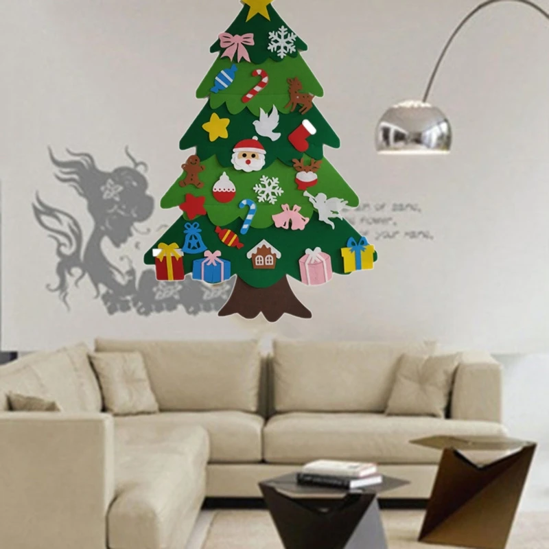 

Practical Creative Felt Christmas Tree for Kids 3.2Ft Diy Christmas Tree with Toddlers 25Pcs Ornaments for Children Xmas Gifts