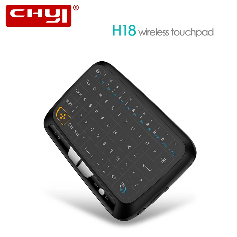 CHYI H18 Мини Беспроводная клавиатура Air mouse полный экран сенсорный 2,4 ГГц QWERTY тачпад клавиатура для Android Smart tv BOX PC