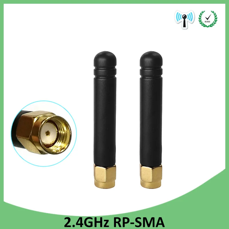 2pcs 2 4 GHz WiFi Antenna 2dBi Aerial RP SMA Male Connector 2 4ghz antena wi 1