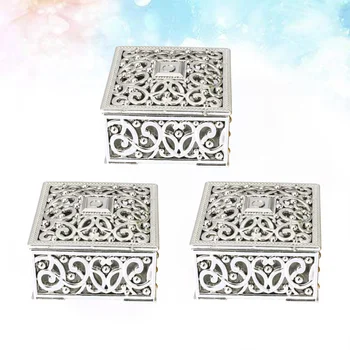 

24PCS Square Candy Box Flower Pattern Hollow Out Gift Storage Box Candy Cube Box Goody Treat Container for Cookies Chocolate Jew