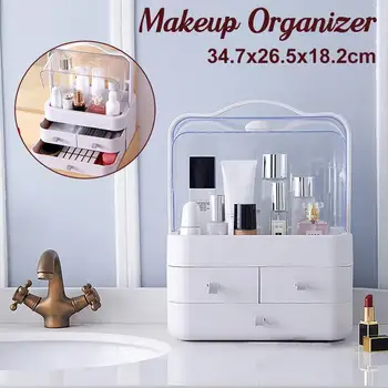

Women Bathroom Cosmetics Storage Box Waterproof Dustproof Bathroom Large Makeup Organizer Skin Care Jewelry Storage Drawer