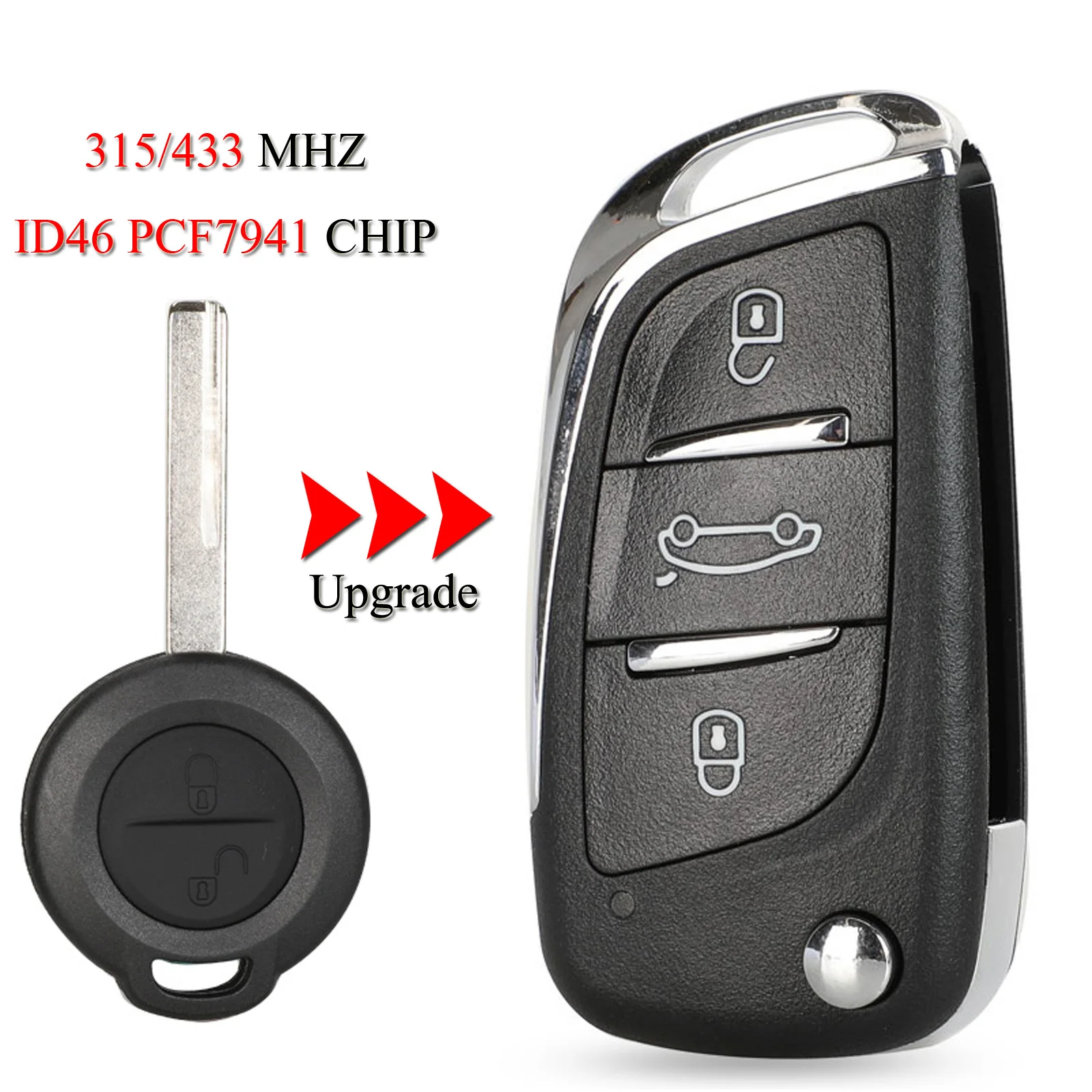 Смарт-ключ Kutery для Mercedes Benz Smart 454 Forfour Mitsubishi Colt 2 кнопки 315/433 МГц ID46 PCF7941Chip |