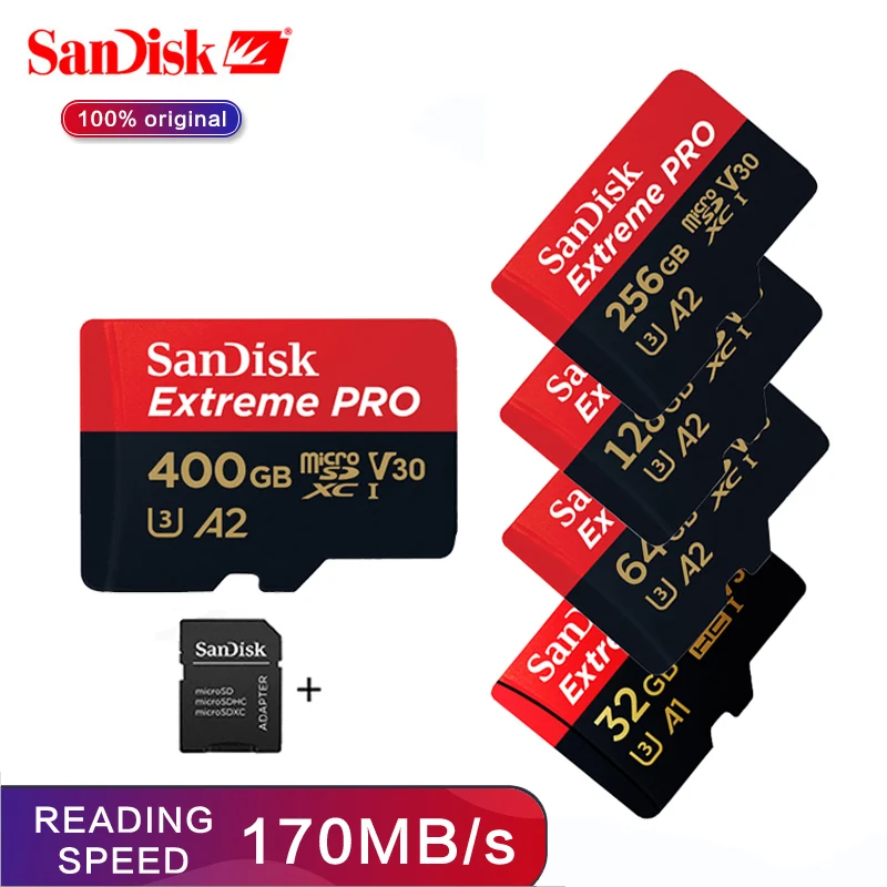 SanDisk Extreme Pro высокоскоростная карта памяти Micro SD 400 ГБ 256 128 64 170 дюйма|Карты памяти| |