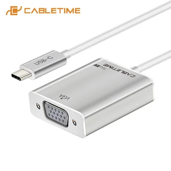 

CABLETIME New USB Type C VGA Adapter Silver Type C Cable to VGA Converter USB C 3.1 For Macbook Chromebook Lumia Pixel Dell C034