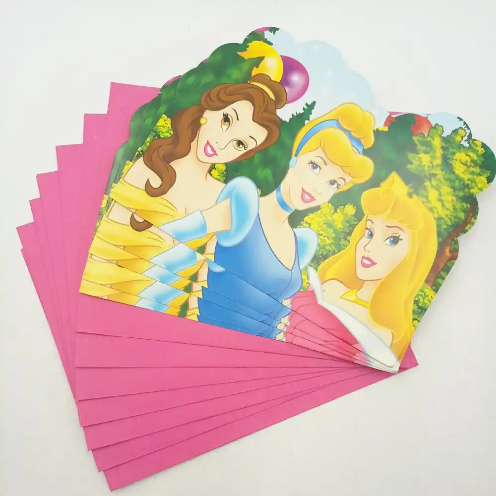 6 ピース ロットシンデレラ アリエル 白雪姫 オーロラ ジャスミン姫用品封筒招待状カード誕生日装飾 カード 招待状 Aliexpress