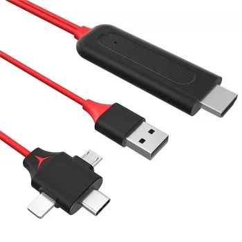 

3 in 1 Micro USB Type-C to HDMI Adapter Digital AV Adapter Cable for iPhone X 6 7 8 For Samsung S8 S9 IOS Android Phone Tablet