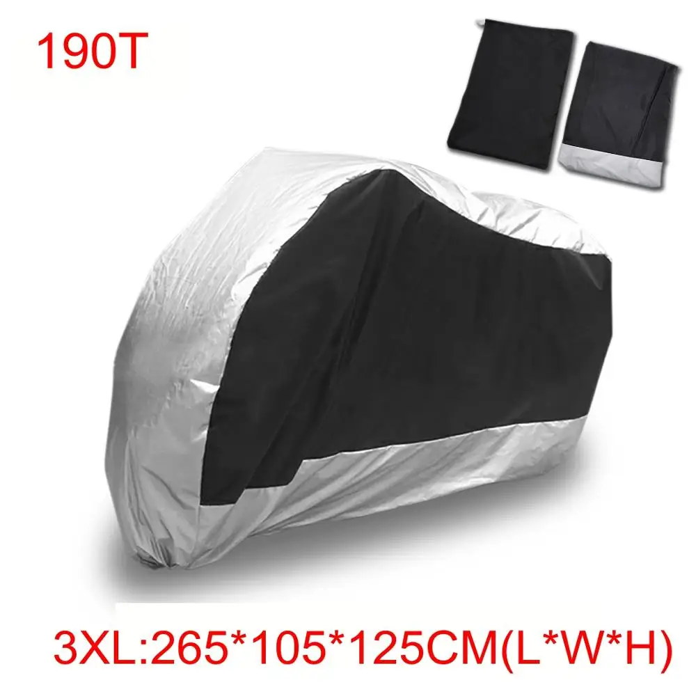 3XL-265x105x125cm 190T крышка мотоцикла Универсальный Открытый Защита от солнца УФ для скутера Водонепроницаемый велосипед дождь пылезащитный чехол XL/XXL/3XL/4XL - Цвет: 3XL-265x105x125cm