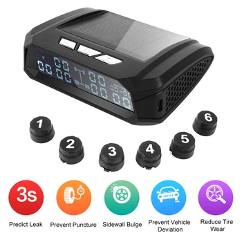 

AN-05A Solar TPMS Car tire pressure alarm monitoring system Car safety alarm system tire pressure temperature alarm