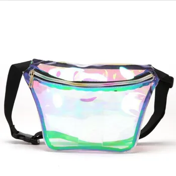 

Holographic Waist Bag Women Laser Fanny Pack Purse Transparent Hip Belt Pouch Clear Transparent Waist Bag