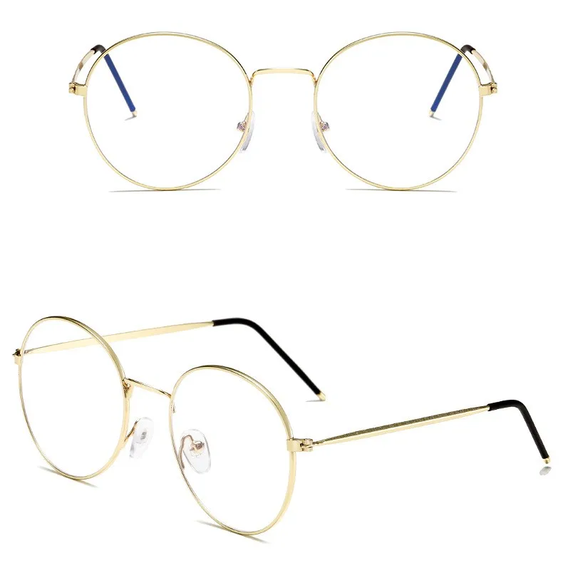 Круглые анти-синие очки, оправа, модные компьютерные офисные декоративные очки, роскошная металлическая оправа, радиационные очки - Цвет оправы: 3020-4