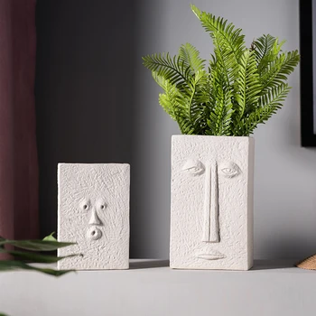 

Nordic Creative Abstract Expression Ceramic Face Vase Living Room Flower Arrangement Model Room Home Art Decoration Decoration
