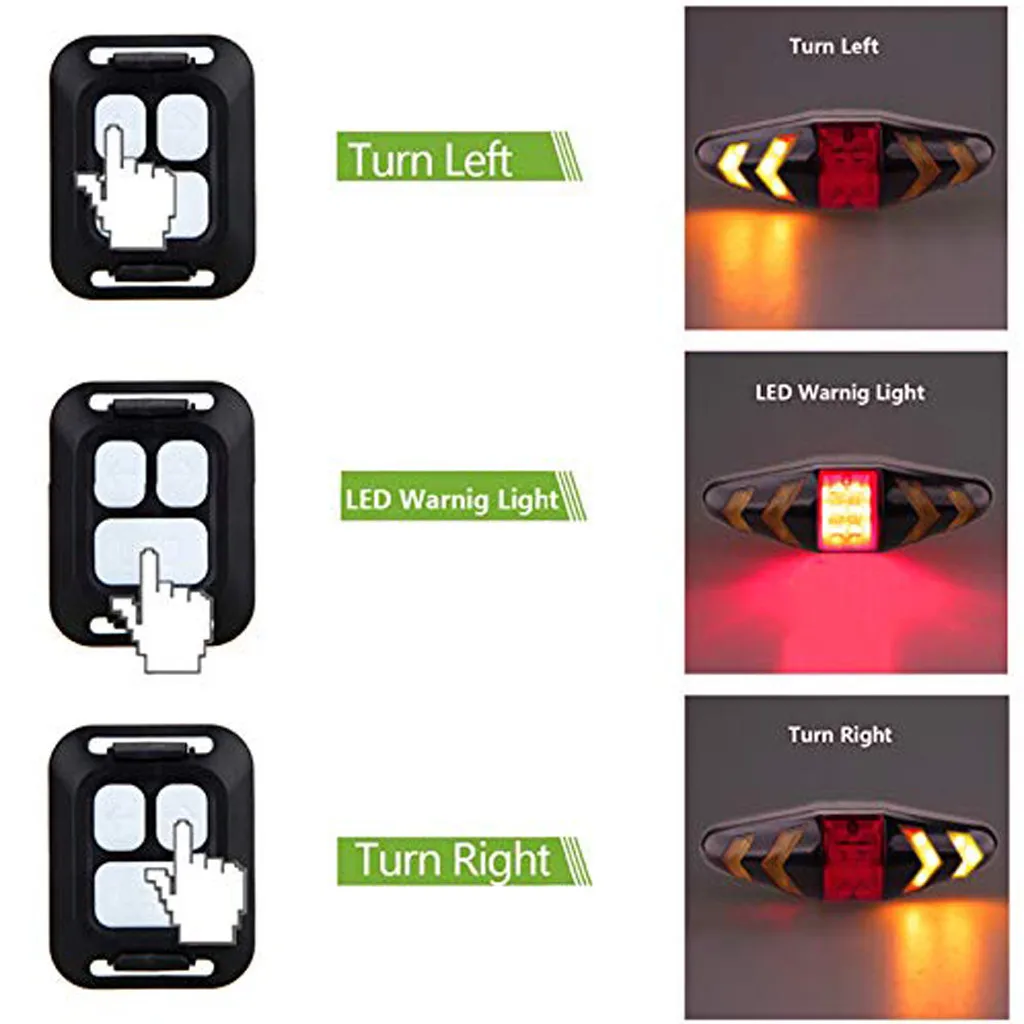 38# Wireless Bike Tail Light Smart Usb Rechargeable Cycling Accessories Remote Turn Led Bicycle Rear Light