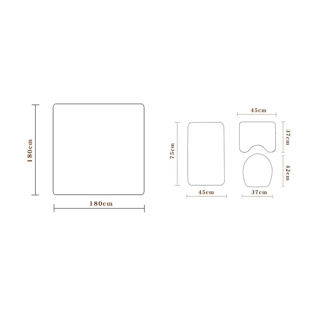 4 шт., домашний ковер, коврик для душа, занавеска, набор, декор для ванной комнаты, коврик для ванной, водонепроницаемый, практичный, защитный, для туалета, не скользит, для отеля