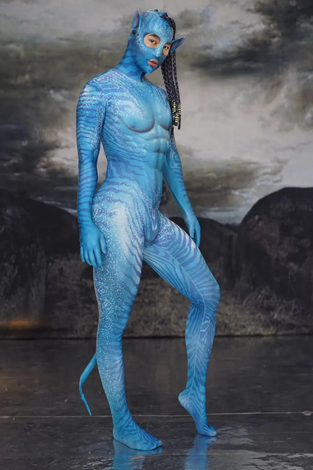 LOBUDEK Printing Blue Jumpsuit Male Female Cosplay Costumes Halloween Party Role Performance Stage Costume Bar Show Dance Tights -Zentai shop online Hc91fef2fdb21424fa9ab7b3758eab08bj.jpg