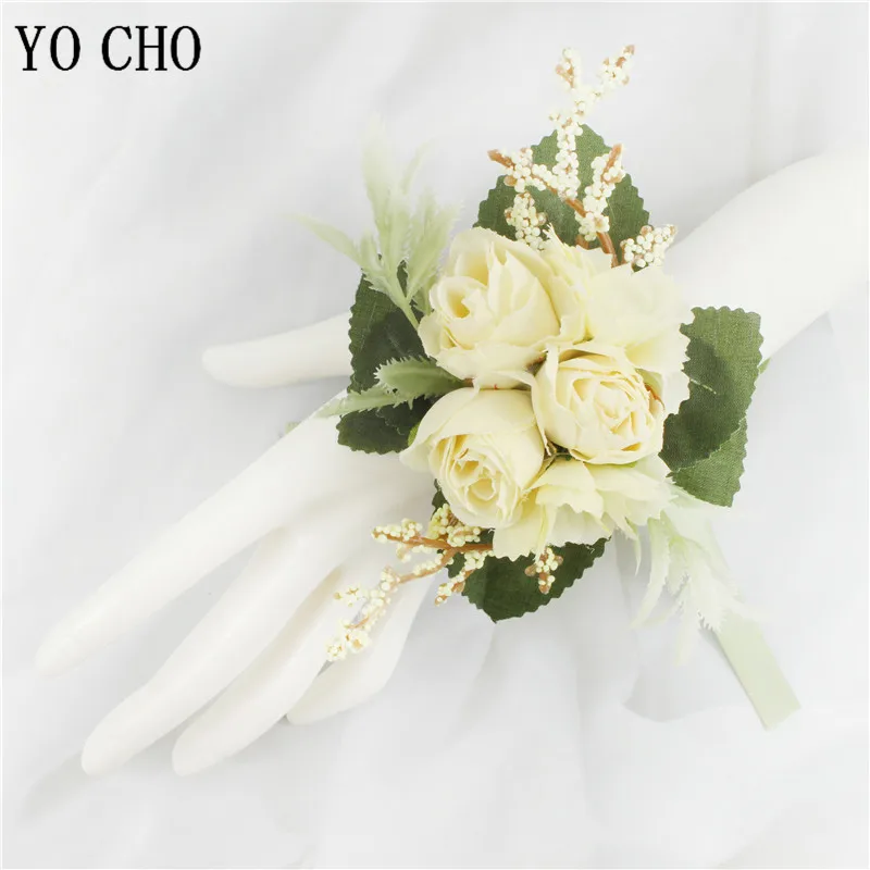 Damigelle d'onore Rose Bracciale in seta Fiori Mariage Sposo Corpetto Fiore all'occhiello Spille Spilla Fiori Ospiti Prom Accessori da sposa - immagine 4