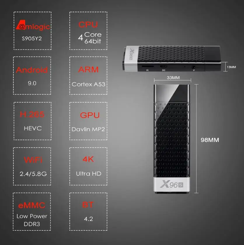 X96S tv stick android 9 0 amlogic s905Y2 H.265 2 4/5G WI FI Bluetooth4.2 дополнительный g10/mx3 голосового air mouse x96s
