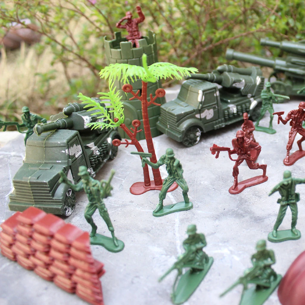Tank Warplane /& More Toy 307pcs Military Base Playset 4cm Soldiers Figures