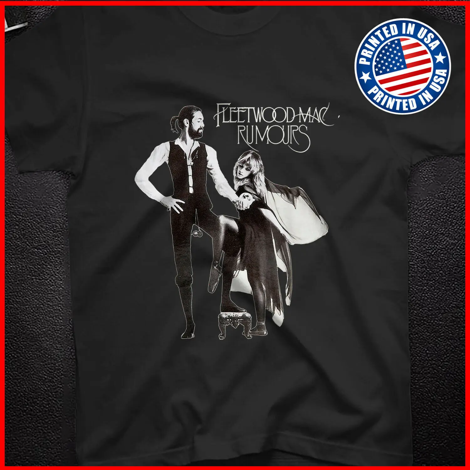 Новинка рубашки Fleetwood Mac Stevie Nicks черные с надписью Rumours из натурального хлопка |