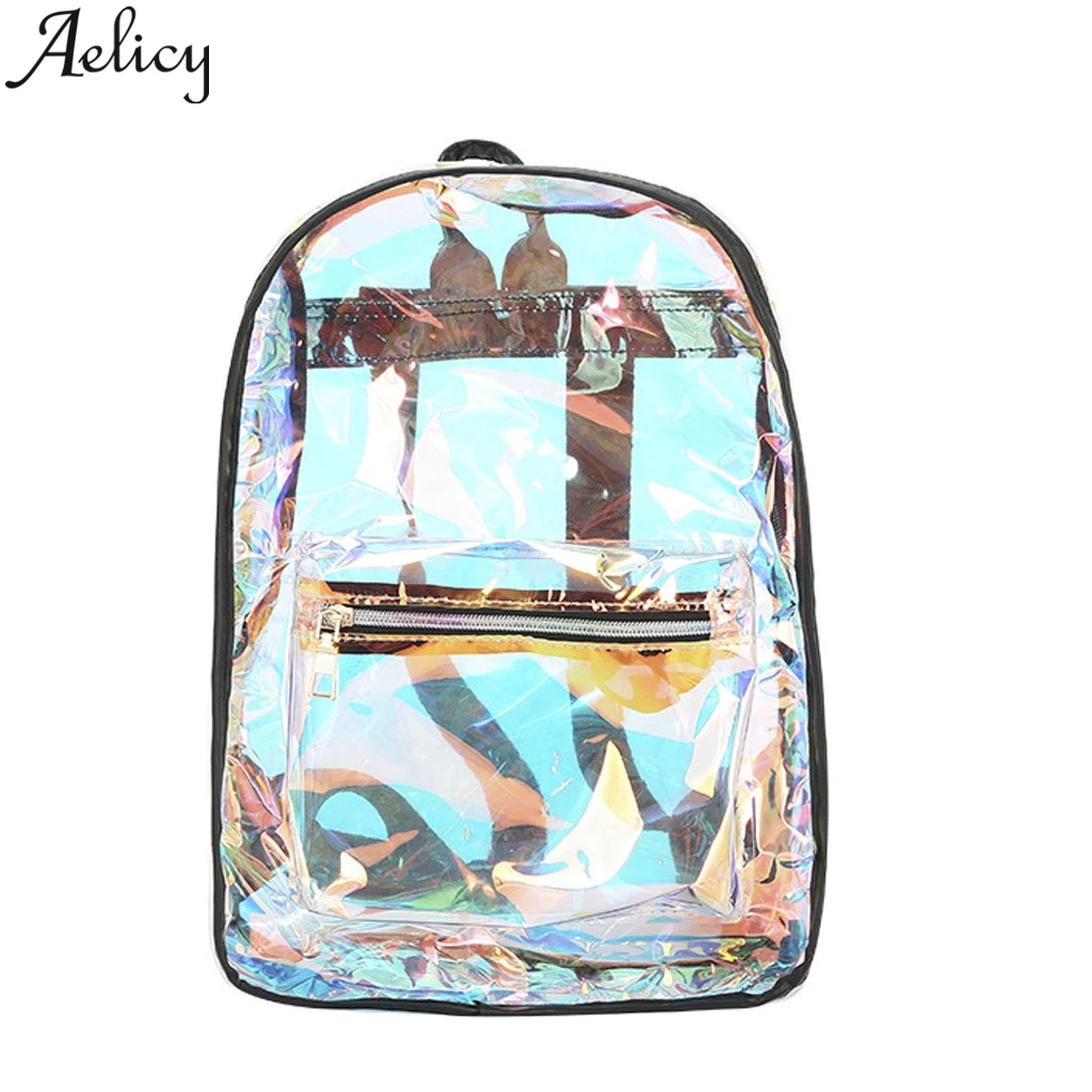 Aelicy, прозрачные рюкзаки для школы, для девочек-подростков, прозрачный рюкзак из искусственной кожи, Женский Одноцветный Большой Вместительный рюкзак для путешествий, Студенческая сумка