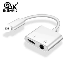 IKSNAIL 2 в 1 зарядное устройство с интерфейсом Lightning адаптер для прослушивания iphone X 8 Plus адаптер для зарядки 3,5 мм разъем разветвитель AUX для iphone XS MAX