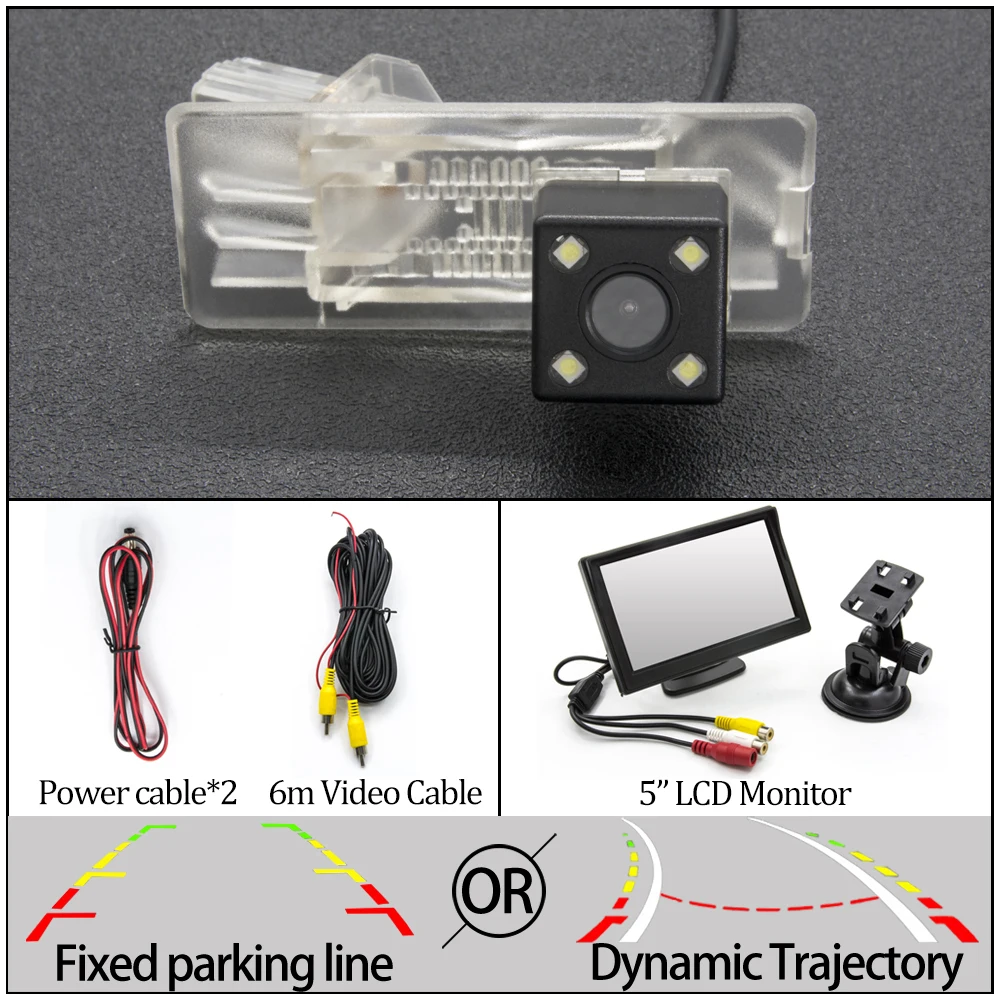 Фиксированная или динамическая траектория Автомобильная камера заднего вида для Renault Duster 2009 2012 2013 аксессуары для парковки - Название цвета: 4LED N 5 inch LCD