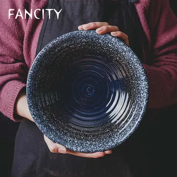 

FANCITY Japanese Ramen Bowl Single Student Household Large Ceramic Black Creative Hat Bowl Soup Bowl Special for Commercial Nood