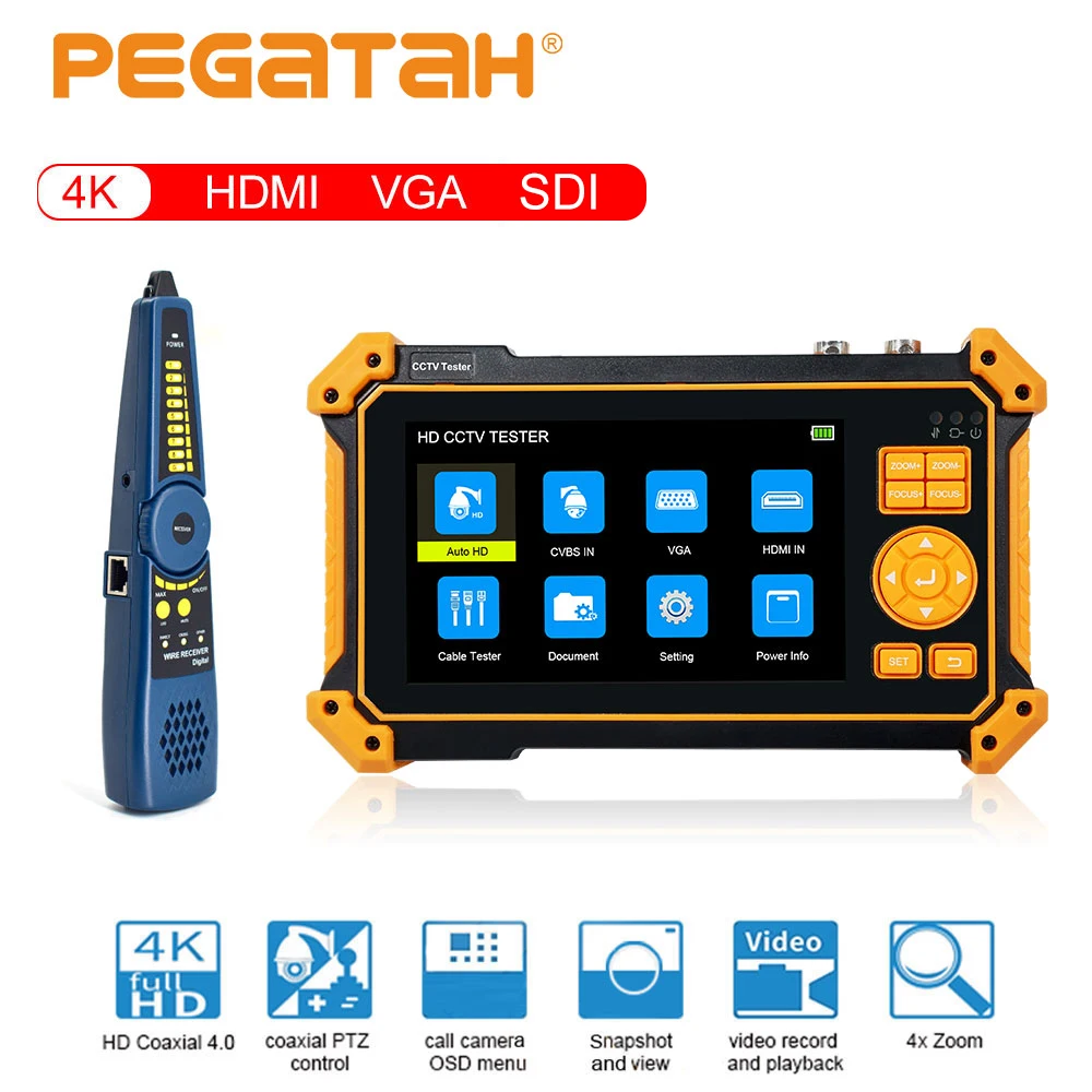 8MP CCTV Tester Portable monitor For Camera 4 in 1 Video surveillance CCTV Camera Tester Mini Monitor HDMI Camera CCTV Monitor