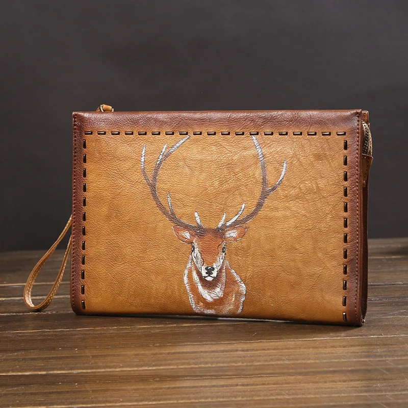 

Genuine Leather Dog prints Men Wallets for Credit Card Holder Clutch Male bags Coin Purse Male Long Purses carteira masculina