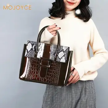 

Women PU Leather Handbags Luxury Shoulder Crossbody Bag Snake Top-handle Bag Large Shopping Tote Messenger Bag Ladies Tote bag